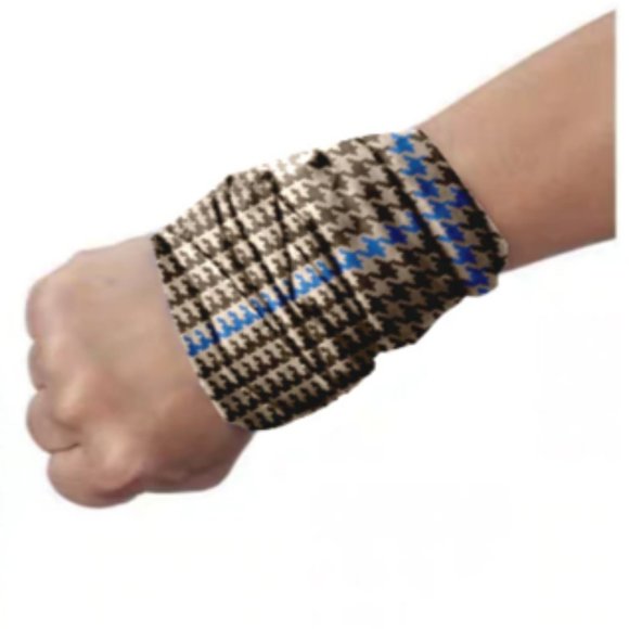Houndstooth Brown Tan Blue Multifunction Face Mask - Picture 3 of 12
